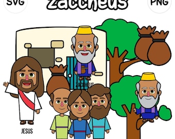 Zacheus-illustraties - op de bijbel gebaseerd - bijbelpersonages - SVG Cricut - VBS - png-illustraties - zondagsschool - instant download - bijbelverhaal