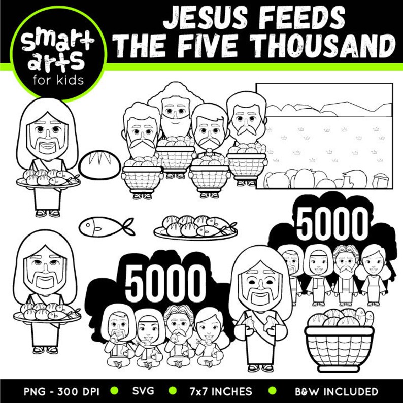 Jesus Feeds the 5000 Clipart Bible Based Bible Characters | Etsy Canada