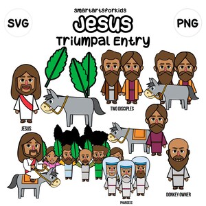 L'ingresso trionfale di Gesù Clipart - basato sulla Bibbia - personaggi biblici - SVG Cricut - clip art png - VBS - Scuola domenicale - storia biblica