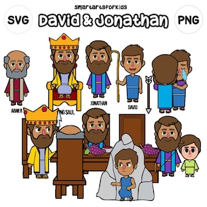 David und Jonatan Clip Art - bibelbasiert - Bibelfiguren - VBS - sofortiger Download - SVG Cricut - Sonntagsschule - Bibelgeschichte