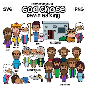 Deus escolheu Davi como rei Clipart - baseado na Bíblia - personagens da Bíblia - VBS - download instantâneo - SVG Cricut - Escola Dominical - história da Bíblia