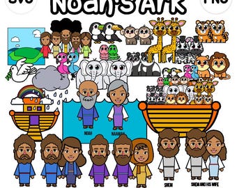 Noah&#39;s Ark Clip Art - bible based - bible characters - SVG Cricut - pngcliparts - vector - instant download - noah - ark - animals - VBS