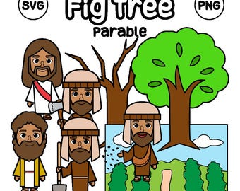 Parábola de la higuera Clip Art - Basado en la Biblia - higuera - parábola - historia bíblica - VBS - protección - Escuela dominical - SVG Cricut - Vector