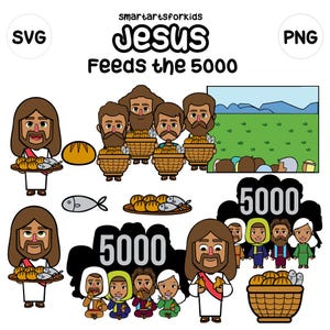 Jesus Feeds the 5,000 Clip Art – Bible Story SVG & PNG | Sunday School Digital Download