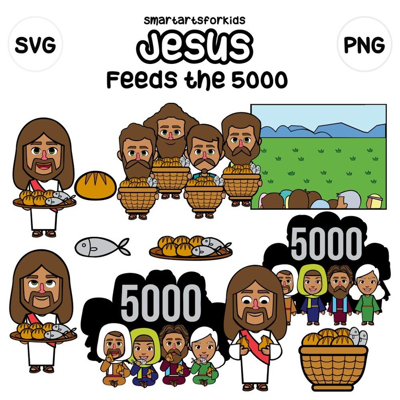 Jesus Feeds the 5,000 Clip Art – Bible Story SVG & PNG | Sunday School ...