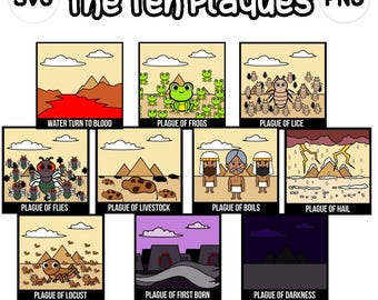 Ten Plagues Clip Art- bible based - bible characters - VBS - instant download - SVG Cricut - sunday school - bible story