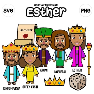 Imágenes prediseñadas de Esther - basadas en la Biblia - personajes bíblicos - SVG Cricut - descarga instantánea - historia bíblica - Esther - Escuela Bíblica de Verano - Escuela Dominical - historia bíblica