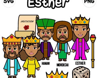 Esther Clip Art - bijbel gebaseerd - bijbelpersonages - SVG Cricut - instant download - bijbelverhaal - esther - VBS - zondagsschool - bijbelverhaal