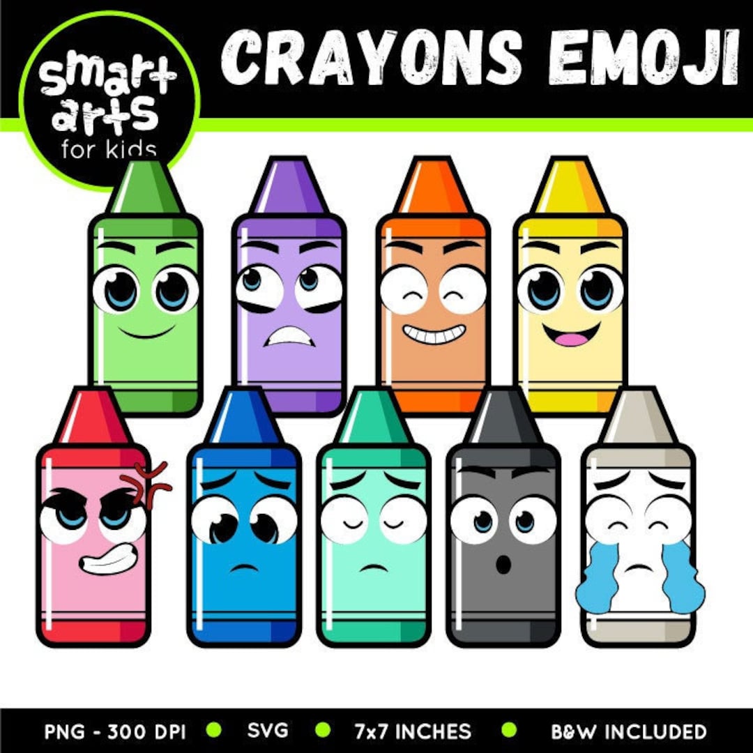 Crayons Emoji Clip Art Cartoon Crayons Emoji Instant Download SVG Cricut Png Clip Art Crayons
