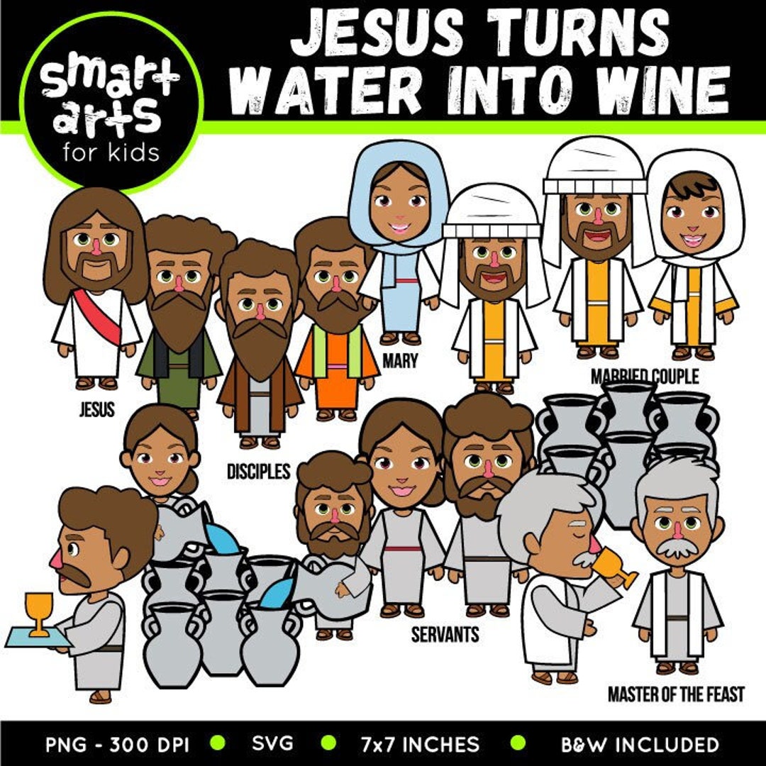 Jesus Turns Water Into Wine Clipart - Bible Based - Bible Characters ...