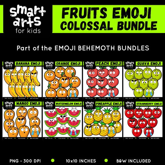 Fruits Emoji Bundle art for kids emoji clip art instant Etsy