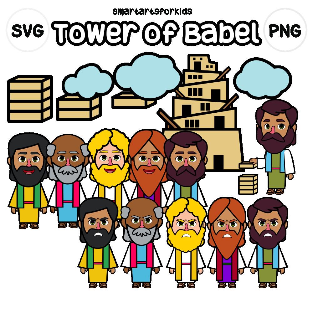 Tower of Babel Clipart - bible based - bible characters - parable - bible story - SVG Cricut - Vector - tower of babel