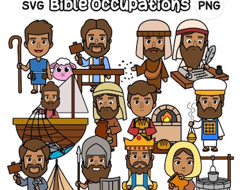 Clipart PNG sulle professioni bibliche / Professioni e mestieri cristiani / Grafica per la scuola domenicale / Download immediato