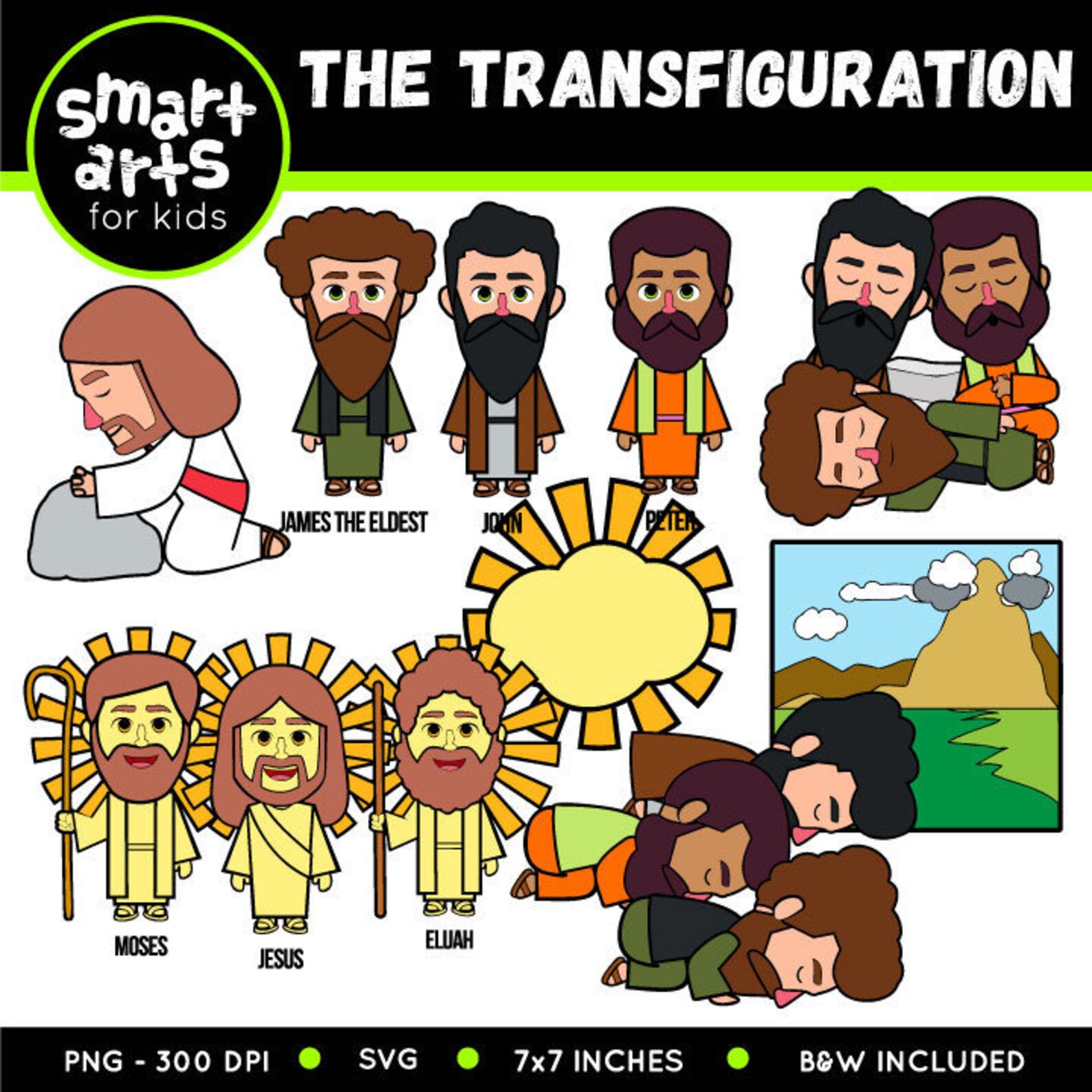 The Transfiguration Clipart Bible Based Bible Characters | Etsy