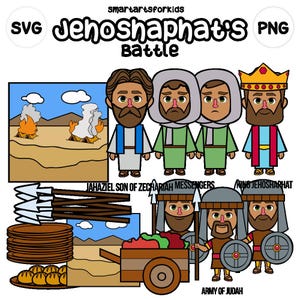 Clip art de la batalla de Josafat - basado en la Biblia - personajes bíblicos - Escuela Bíblica de Verano - descarga instantánea - SVG Cricut - escuela dominical - historia bíblica