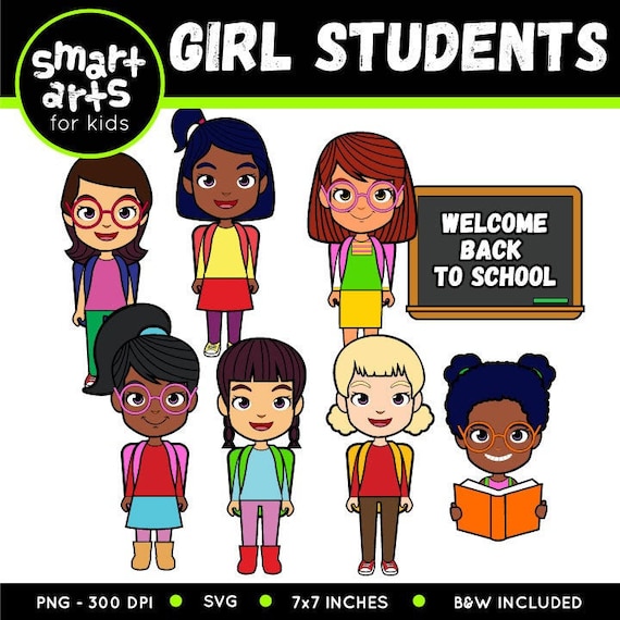 Girl Students Clip Art School Clipart Back To School Etsy Girl Students Clip Art School Clipart Back To School Etsy