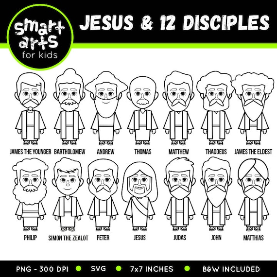 12 Disciples Of Jesus Clipart With World