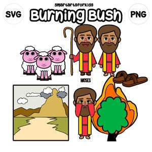 Burning Bush Clip Art - bible based - bible characters - VBS - instant download - SVG Cricut - Sunday school - bible story - Moses