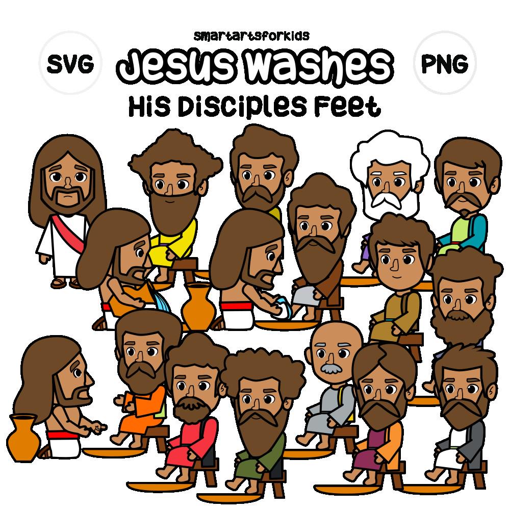 Jesus Washes His Disciples Feet Clip Art - Bible Based - Kindness ...