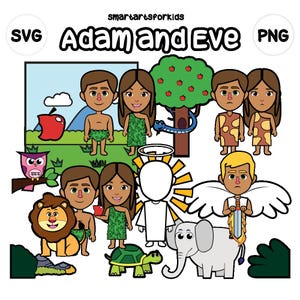 Adam en Eva Clip Art - adam en Eva - bijbel gebaseerd - bijbelpersonages - tuin van eden - bijbelverhaal - zondagsschool - SVG Cricut - VBS