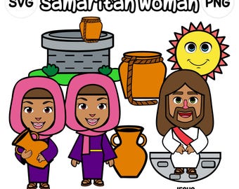 Clip Art della donna samaritana - basato sulla Bibbia - personaggi biblici - SVG Cricut - Scuola domenicale - VBS - download immediato - storia biblica