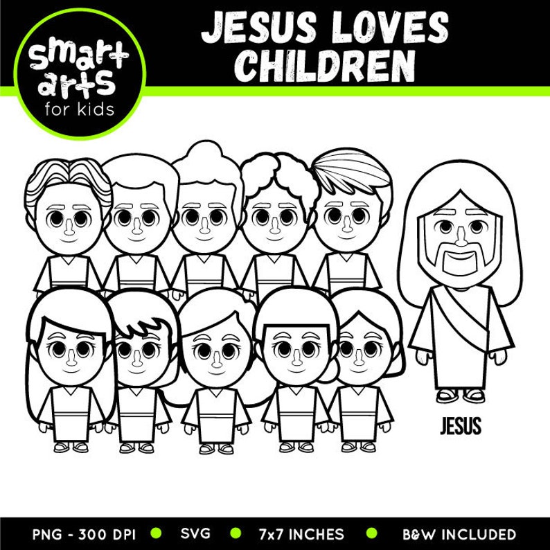 Jesus Loves Children Clip Art Bible Based Bible Characters | Etsy