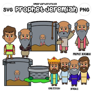 Imágenes prediseñadas del profeta Jeremías - basadas en la Biblia - personajes bíblicos - Escuela Bíblica de Verano - descarga instantánea - SVG Cricut - escuela dominical - historia bíblica