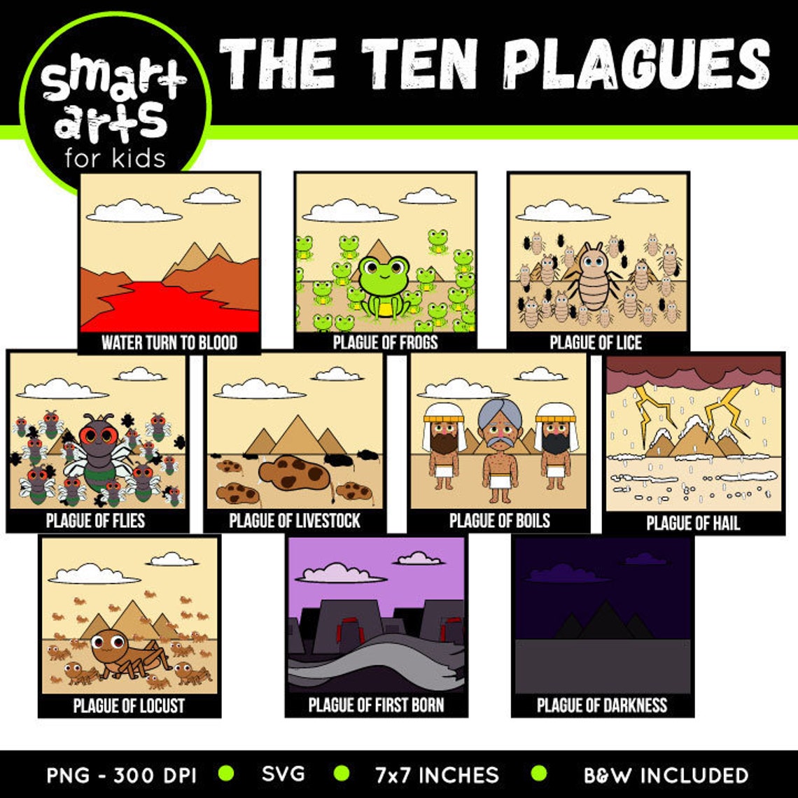 Ten Plagues Clip Art bible based bible characters VBS Etsy