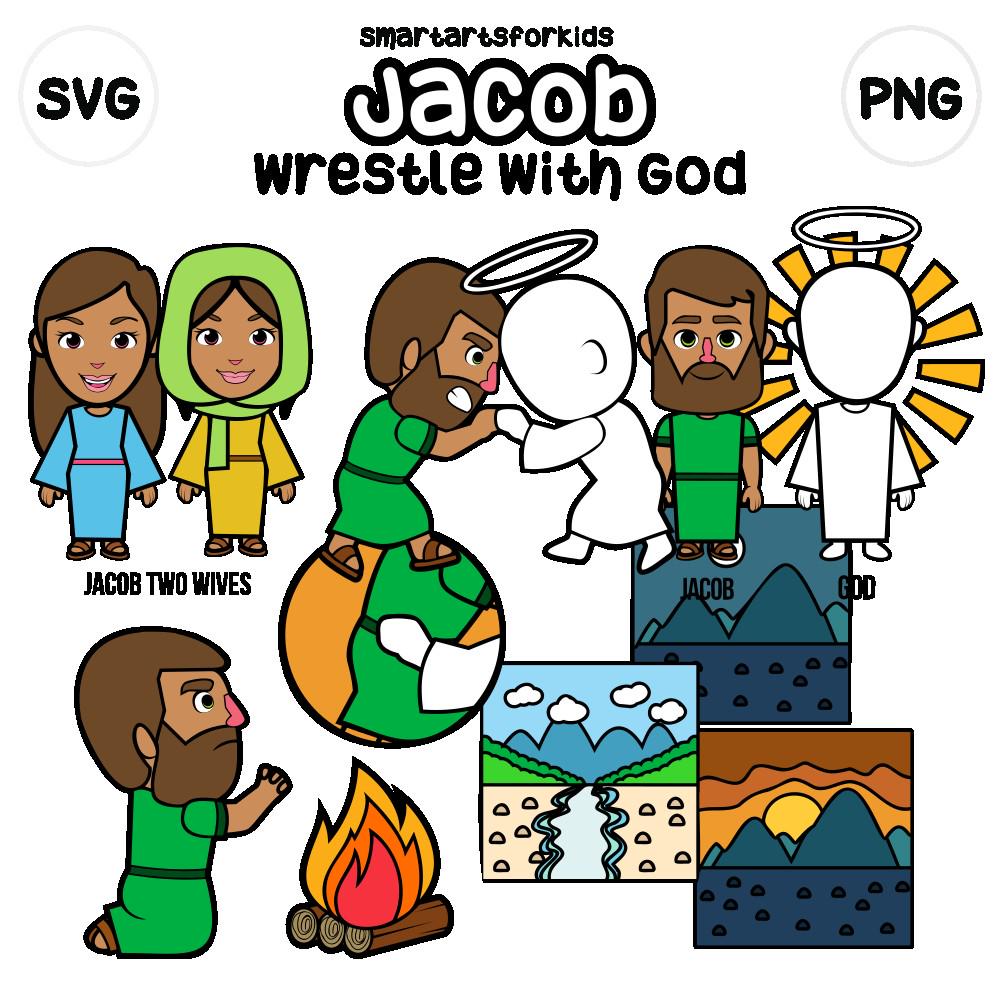 Jacob Wrestle with God Clip Art- bible based - bible characters - VBS - instant download - SVG Cricut - Vector - sunday school - bible story