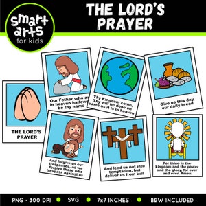 Imágenes prediseñadas del Padre Nuestro: basadas en la Biblia, personajes bíblicos, SVG Cricut, imágenes prediseñadas PNG, Escuela Bíblica de Verano, Escuela Dominical, historia bíblica