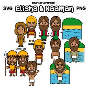 Elisha und Naaman Clip Art - bibelbasiert - Bibelfiguren - SVG Cricut - sofort download - Bibelgeschichte - VBS - Sonntagsschule