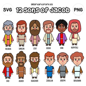 Cliparts zu „Die 12 Söhne Jakobs“ für den Sonntagsschulunterricht | SVG-Datei für Cricut
