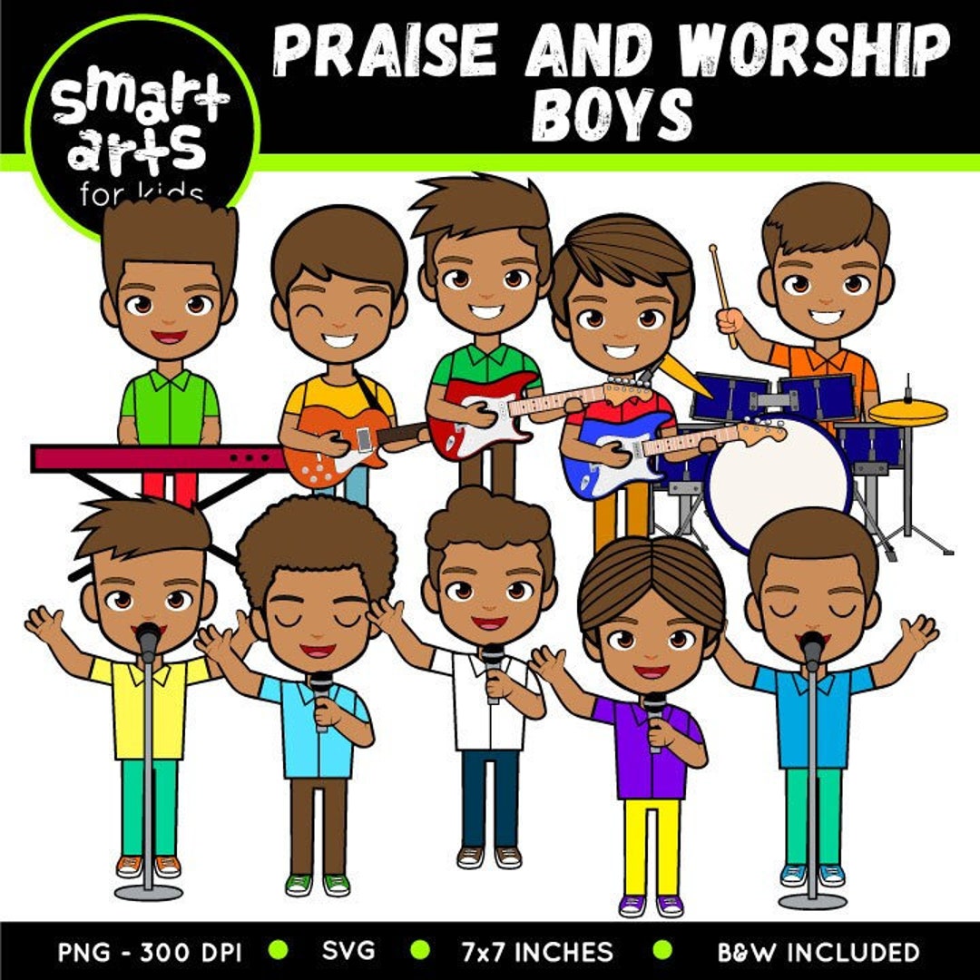 Praise and Worship Boys Clip Art - Bible Based - Bible Characters - SVG ...