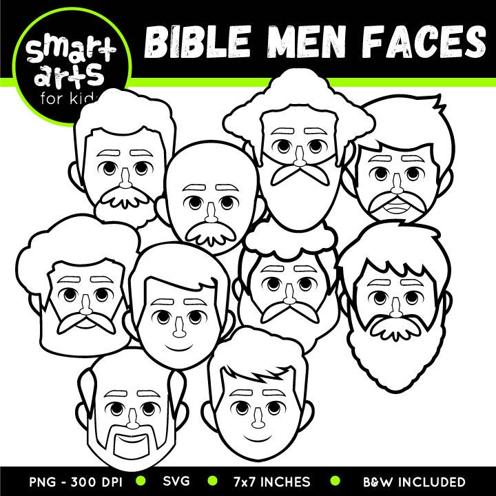 Bible Men Faces Clip Art Bible Based Bible Characters Etsy