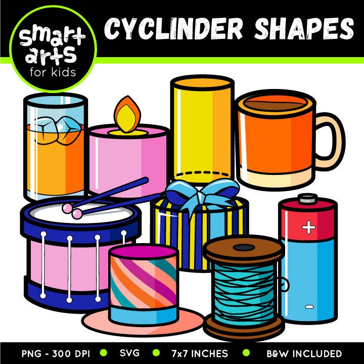 Download Cylinder Shapes Clip Art Cartoon Digital Graphics Etsy