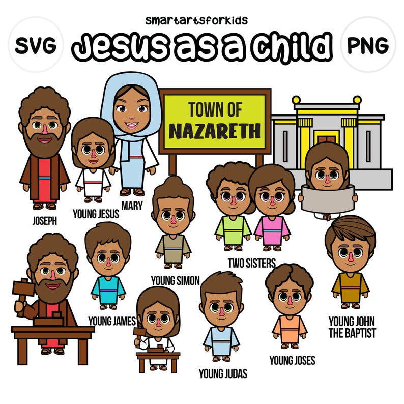 Jesus as a Child Clip Art - Bible Based - Bible Characters - SVG Cricut ...