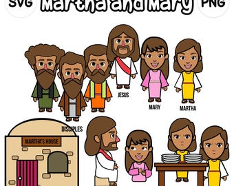Martha and Mary Clipart - bible based - bible characters - SVG Cricut - png clip arts - VBS - Sunday School - bible story