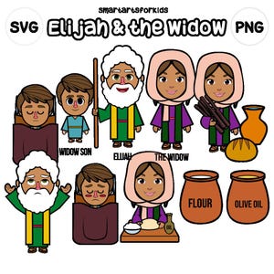 Elias und die Witwe Clip Art - auf Bibelbasis - bibel charaktere - VBS - sofort download - SVG Cricut - Sonntagsschule - Bibelgeschichte