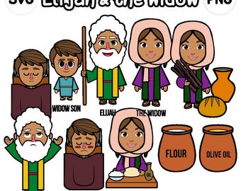 Elijah and the Widow Clip Art- bible based - bible characters - VBS - instant download - SVG Cricut - sunday school - bible story