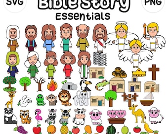 Clipart con elementi essenziali delle storie bibliche / SVG e PNG cristiani / Arte digitale per la scuola domenicale