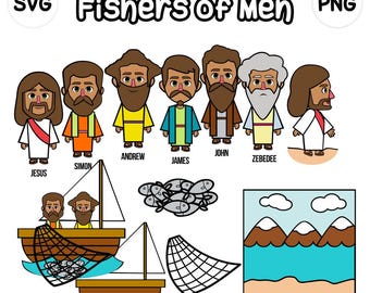Immagine clipart di pescatori per la scuola domenicale / File SVG per Cricut