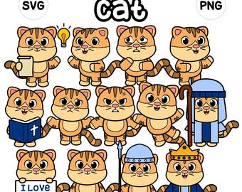 Illustrazione di un gatto per la scuola domenicale / File SVG per Cricut