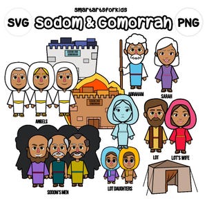 Sodom und Gomorrah Clip Art - bibelbasiert - bibel charaktere - VBS - sofort download - SVG Cricut - Vektor - Sonntagsschule - Bibelgeschichte