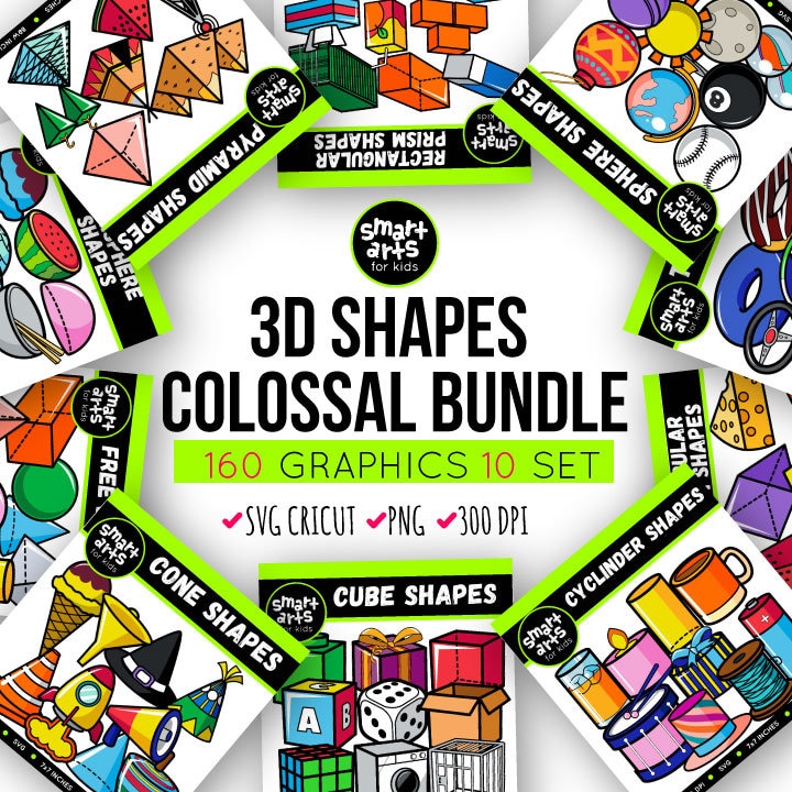 Download 3d Shapes Bundle Clip Art Educational Clips Shapes Clip Etsy
