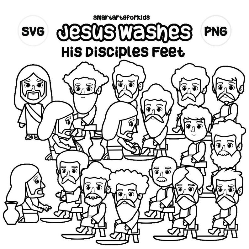 Jesus Washes His Disciples Feet Clip Art - Bible Based - Kindness ...