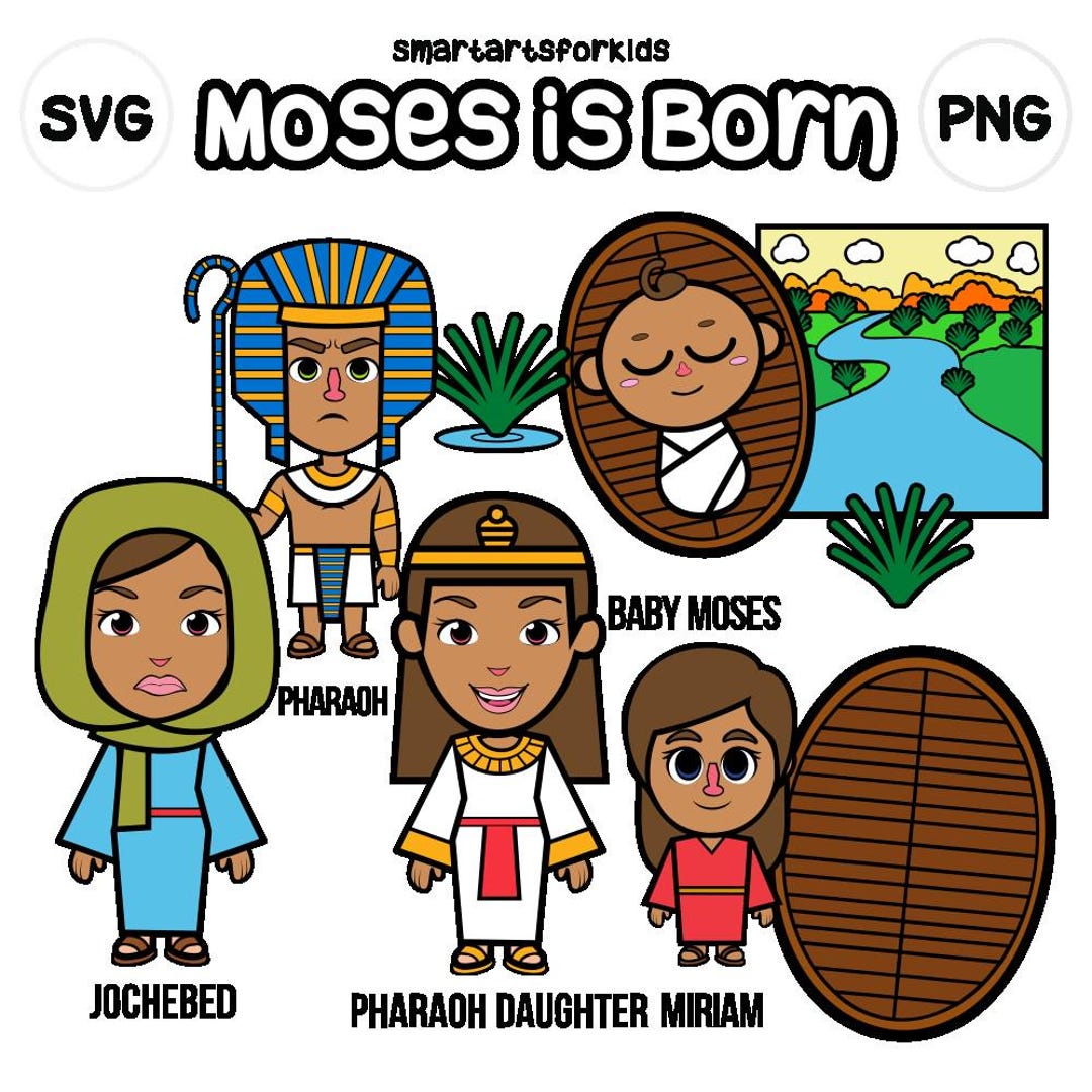 Moisés nace Clip Art - basado en la Biblia - personaje bíblico - bebé  Moisés clipart - SVG Cricut - Vector - descarga instantánea - Moisés -  historia ..., image size:1080x1080