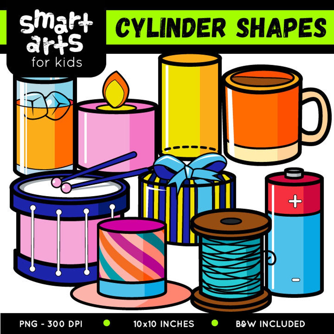 Cylinder Shapes Clip Art Cartoon digital graphics | Etsy