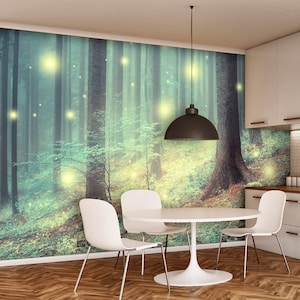 Magical Forest Kids Wallpaper Modern Wall Decor Vinyl Photo Wallpaper Fireflies In The Forest Wall Murals