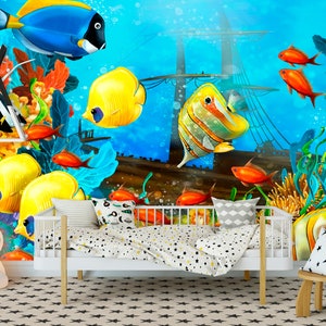Fish World Wallpaper Mural: Kids Nursery Room Decor