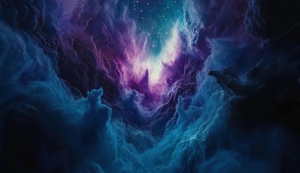 宇宙の風景画 青紫　ライトアート 抽象的な銀河の壁紙壁画：紫と青の宇宙アート - Etsy 日本